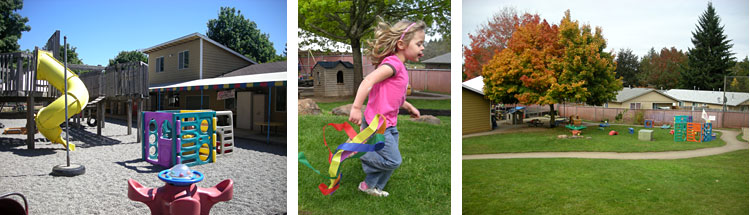 Check out the great playground at our Salem, Oregon preschool, daycare, kindergarten, after school care facility