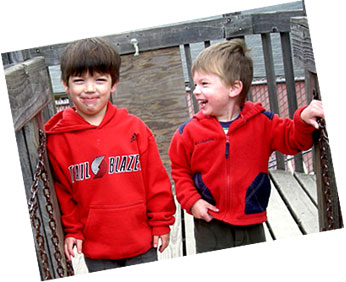 kids in red shirts